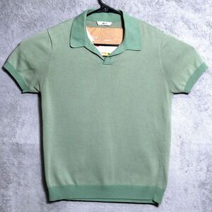 Mr P Polo Shirt Mens Small Green Knit Short Sleeve Preppy Spread Collar Dress